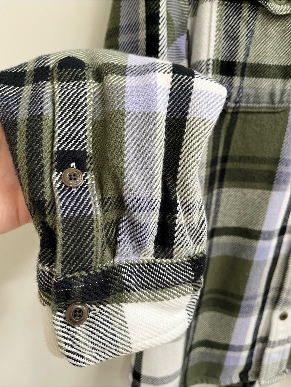 Outerknown Women's Blanket Shirt Button Ip Rugged Olive Essex Plaid Woman’s XL - Picture 10 of 13